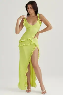 House of CB Pixie Ruffle Maxi Dress Lime Size M / AU 10 for rent on The Volte - image 8