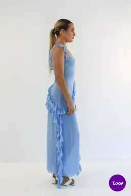 House of CB Ariela Ruffle Maxi Dress Soft Blue Size M / AU 10 for rent on The Volte - image 3