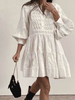 Shona Joy Margaux Linen Tuxedo Dress White Size 10 for rent on The Volte - image 2