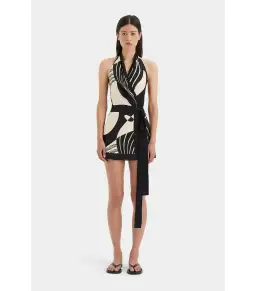 Sir The Label Realisme Wrap Halter Mini Dress in Papier Size 1 / AU 8