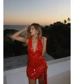 MISHA Sapphire Sequin Mini Dress Red Size 4 for rent on The Volte - image 4