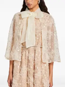 Self-Portrait Embellished Cape Maxi Dress Beige Size 8 for rent on The Volte - image 4