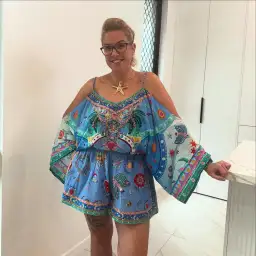 Camilla Drop Shoulder Playsuit in A Painted Village Print Size L / AU 14 for rent on The Volte - image 4