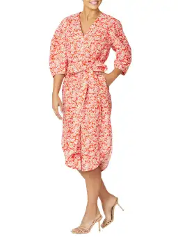 Anthea Crawford Kelly Knee Length Shirtdress Orange/White Size 18 for rent on The Volte - image 5