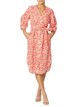 Anthea Crawford Kelly Knee Length Shirtdress Orange/White Size 18 for rent on The Volte - image 2