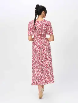 Leona Edmiston Sally Empire Line Midi Dress Daisy Days Red Size 18 for rent on The Volte - image 2