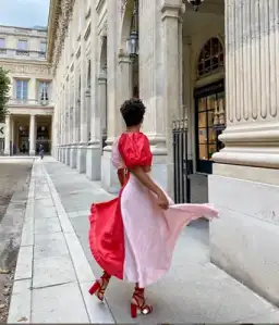 Aje Entwined Midi Dress Pink/Red Size 6 for rent on The Volte - image 3