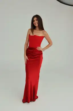 House of CB Persephone Strapless Corset Dress Red Size XS/AU 6  for rent on The Volte - image 1