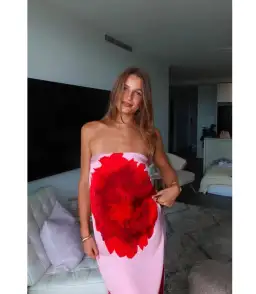 Suboo Emilia Bustier Maxi Dress Pink Floral Size S / AU 8 for rent on The Volte - image 4