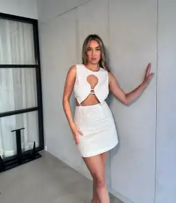 By Johnny Lennon Anglaise Mini Dress White Size M / AU 10  for rent on The Volte - image 1