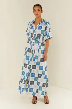 Palm Noosa Carla Shirt Dress White/Blue Size 14 for rent on The Volte - image 1