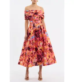 Rebecca Vallance Gardenia Midi Dress Pink Floral Size 12 for rent on The Volte - image 1
