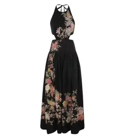 Zimmermann Tallow Halter Midi Dress Black Multi Floral Size 3 / 14 AU for rent on The Volte - image 3