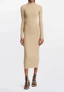 Dion Lee Stripe Rib Twist Midi Dress in Sahara Size M / AU 10  for rent on The Volte - image 3