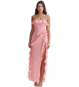 House of CB  Sarina Ruffle Maxi Dress in Pink Size S/Au 8 