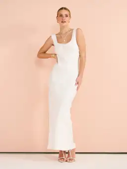 Isabelle Quinn Chelsea Lace Trim Maxi Dress in Ivory Size 8  for rent on The Volte - image 2