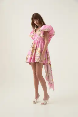 Aje Gretta Bow Back Mini Dress Pink Hibiscus Size AU 14  for rent on The Volte - image 2