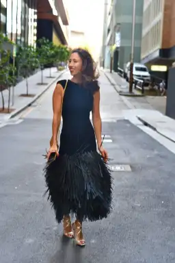 Aje Rushes Rafia Knit Midi Dress Black Size 4  for rent on The Volte - image 4