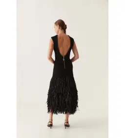 Aje Rushes Rafia Knit Midi Dress Black Size 4  for rent on The Volte - image 5