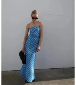 Steele Matching Set Azure Stripe Size S / AU 8