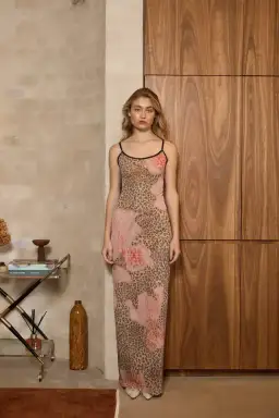 With Harper Lu Mesh Slip Maxi Dress Brown Leopard Size S/AU 8 for rent on The Volte - image 7