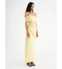 BENNI Nico Off Shoulder Maxi Dress in Butter Size 8 for rent on The Volte - image 2