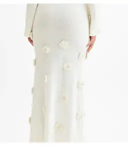 Meshki Kiki Off Shoulder Knit Rose Maxi Dress Ivory Size L / AU 12 for rent on The Volte - image 5