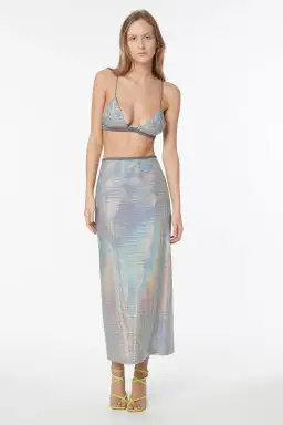 Manning Cartell Platnium Queen Bralette Size M/AU 10 and Mini Skirt Size XS/AU 6 Set Silver  for rent on The Volte - image 1