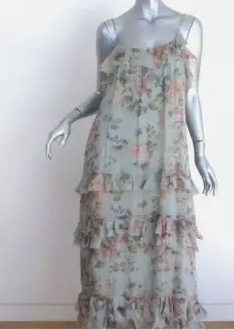 Zimmermann Dress Tempest Frolic Tiered Midi Dress Blue & Pink Size 14 for rent on The Volte - image 5