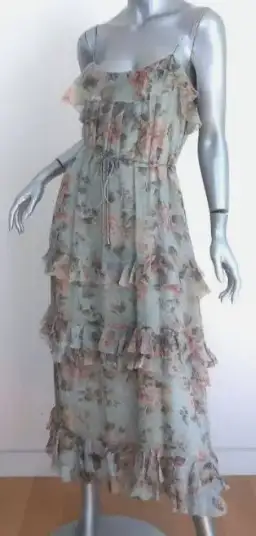 Zimmermann Dress Tempest Frolic Tiered Midi Dress Blue & Pink Size 14 for rent on The Volte - image 3