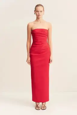 Shona Joy Lani Strapless Draped Maxi Dress Red Size 10 for rent on The Volte - image 1