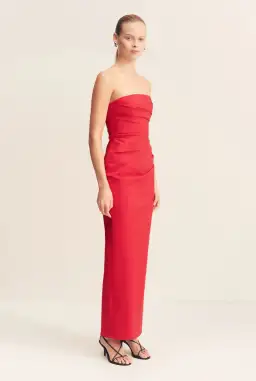 Shona Joy Lani Strapless Draped Maxi Dress Red Size 10 for rent on The Volte - image 2