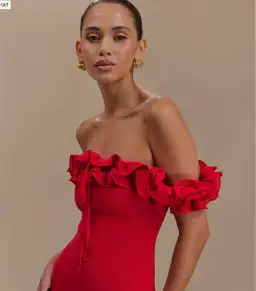 Nova - Ruffle Off Shoulder Maxi Dress - Ruby for rent on The Volte - image 3