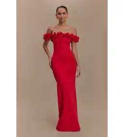 Nova Ruffle Off Shoulder Maxi Dress Ruby Size XS / AU 6 for rent on The Volte - image 1