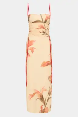 Sir The Label Hana Ruched Midi Dress Gladioli Print Size 10 for rent on The Volte - image 6