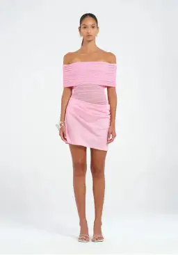 Benni Nico Off Shoulder Mini Dress  in Bubblegum Size 8 for rent on The Volte - image 1