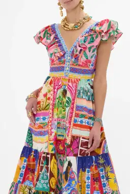 Camilla Tiered Dress with Neck Frill Roeqiyas Realm size L / AU 14 for rent on The Volte - image 1