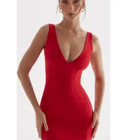 House Of Cb Cece Midi Dress Red Size S / Size Au 8