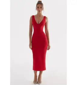House Of Cb Cece Midi Dress Red Size S / Size Au 8
