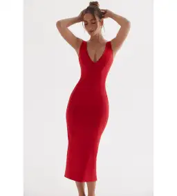 House Of Cb Cece Midi Dress Red Size S / Size Au 8