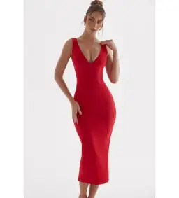 House Of Cb Cece Midi Dress Red Size S / Size Au 8