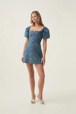Aje Nika Logo Denim Mini Dress Size AU 6