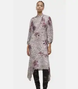 All Saints Adelaide Floral Long Sleeve Midi Dress Print Size 16 for rent on The Volte - image 1