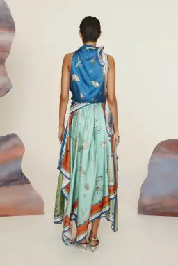 Alemais Surrealist Summer Scarf Midi Dress Multi Print Size 14 for rent on The Volte - image 2