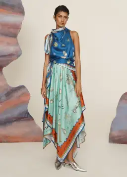 Alemais Surrealist Summer Scarf Midi Dress Multi Print Size 14 for rent on The Volte - image 1