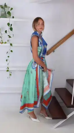 Alemais Surrealist Summer Scarf Midi Dress Multi Print Size 14 for rent on The Volte - image 3
