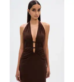 Misha The Celine Dress in Mesh Espresso Brown Size 10/M for rent on The Volte - image 4