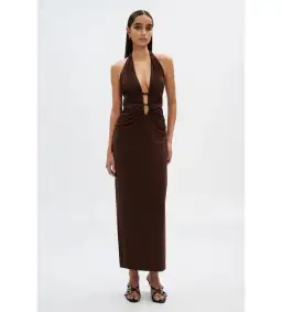 Misha The Celine Dress in Mesh Espresso Brown Size 10/M for rent on The Volte - image 3