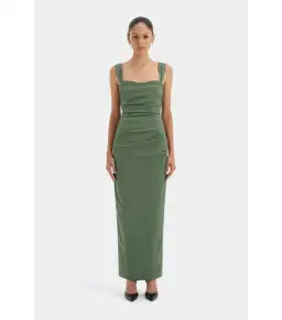 Sir The Label Florent Balconette Gown in Forest Green Size 2 / AU 10