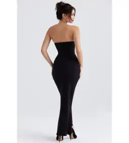 House of CB Sabine Crepe Strapless Corset Maxi Dress Black Size L/AU 12 for rent on The Volte - image 3